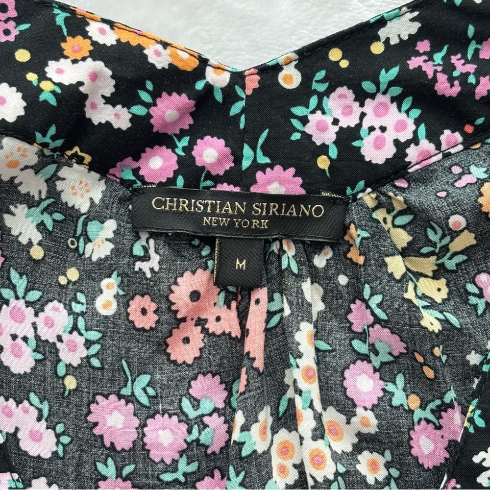 CHRISTIAN SIRIANO Boho 3/4 Sleeve Floral Tunic Top--EUC--M - Picture 11 of 16